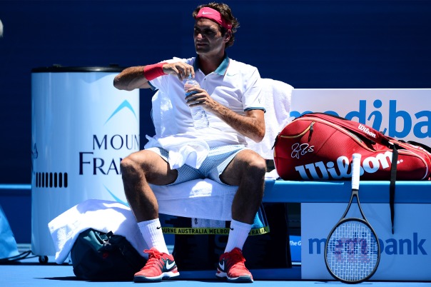I don't need to say this but Mr. Federer is sitting all hung. No wonder Mirka is pregnant again. Fed be laying it down