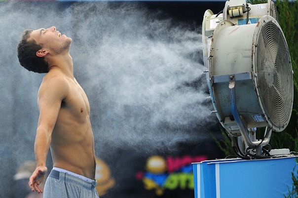 Jesus all I want to be right now is that mist on Janowicz body...Yes Lord make me into a droplet of water... You turned water into wine. Surely you can turn man into mist. Let me run all the way down his chest and back to get his heaven.... 